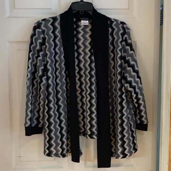 Antoine Black/Grey Zigzag 3/4 Sleeve Open Cardigan xxl - Picture 1 of 4